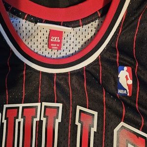 Dennis Rodman mitchell and ness chicago bulls pin stripped throwback jersey